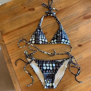 Resort! L*Space Abstract Dot Bikini Black & Gray Sz Small